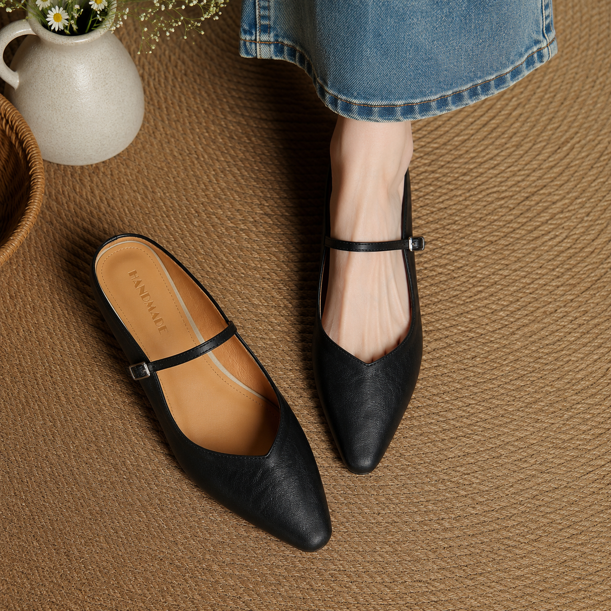 Loretta | Elegante Damen Pantoletten mit Riemchen
