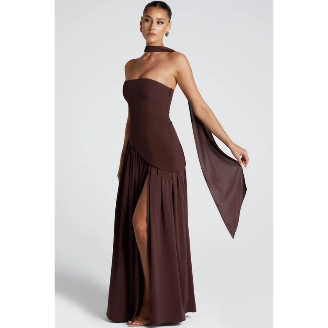 Lotta | Damen Elegante Maxi Abendkleid mit Schlitz
