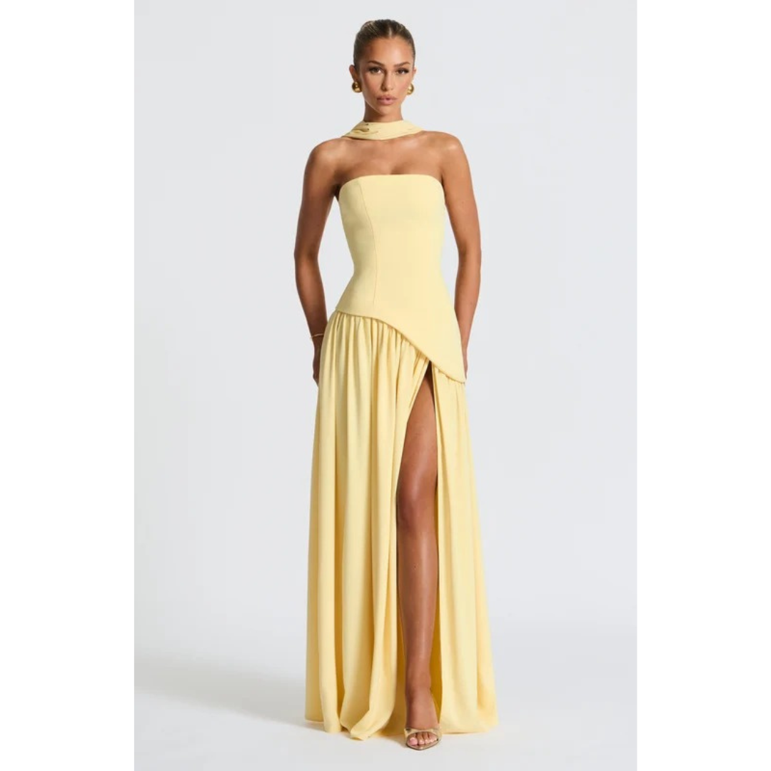 Lotta | Damen Elegante Maxi Abendkleid mit Schlitz