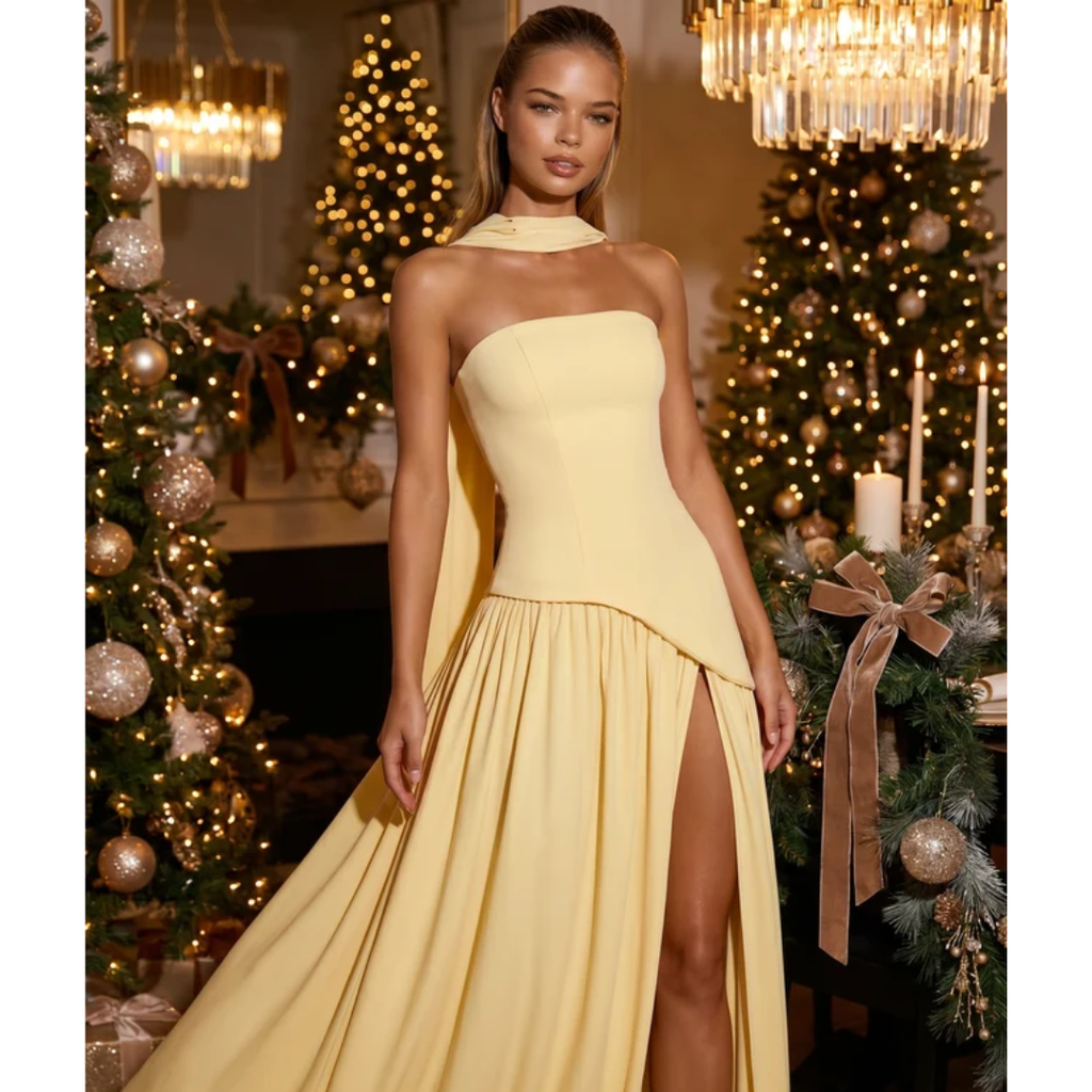 Lotta | Damen Elegante Maxi Abendkleid mit Schlitz