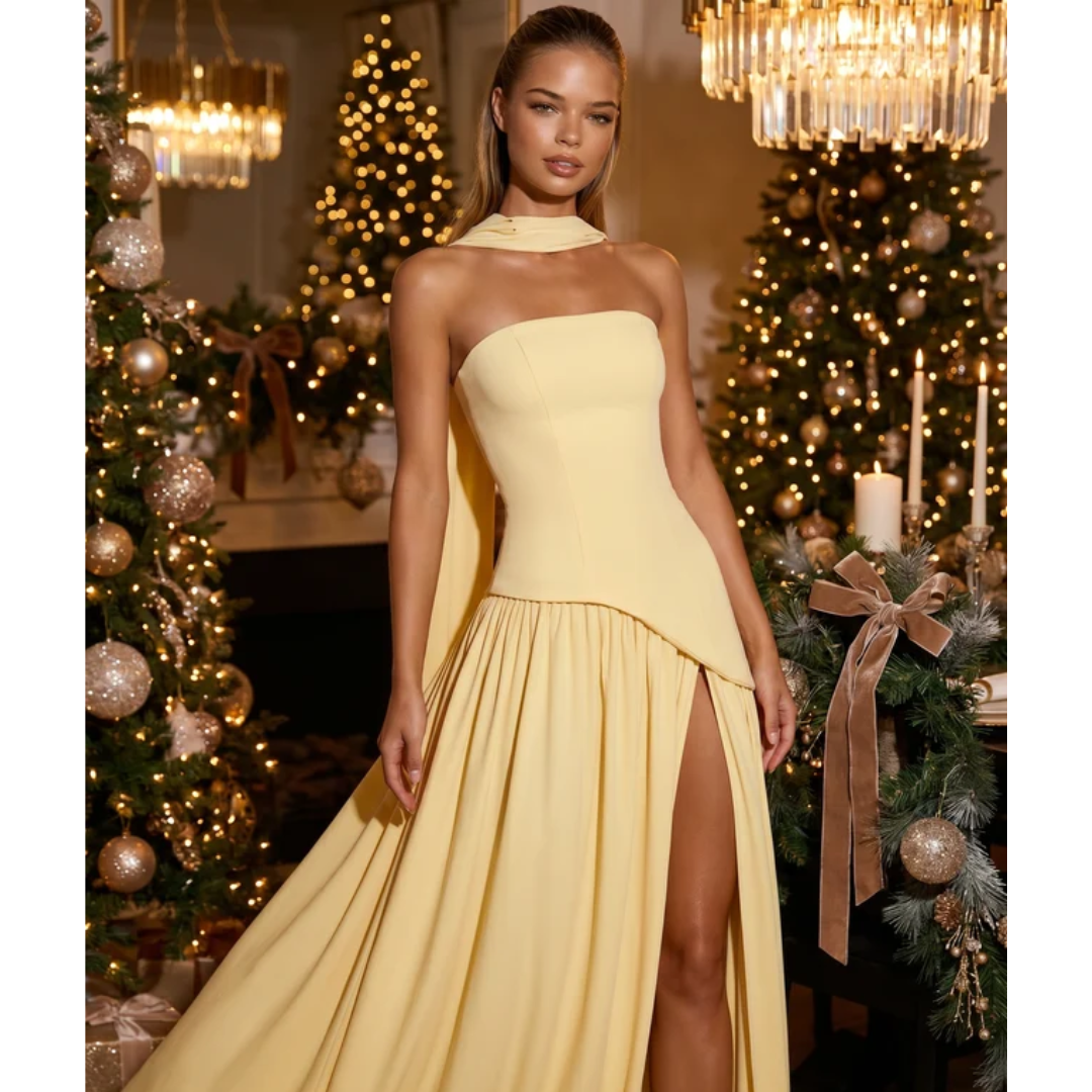 Lotta | Damen Elegante Maxi Abendkleid mit Schlitz