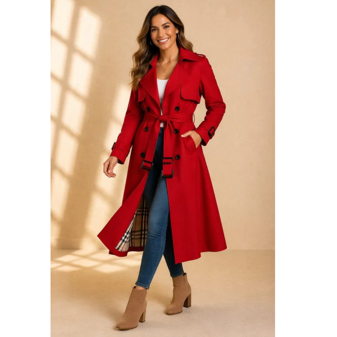 Lotte | Damen Klassischer Trenchcoat Mit Gürtel