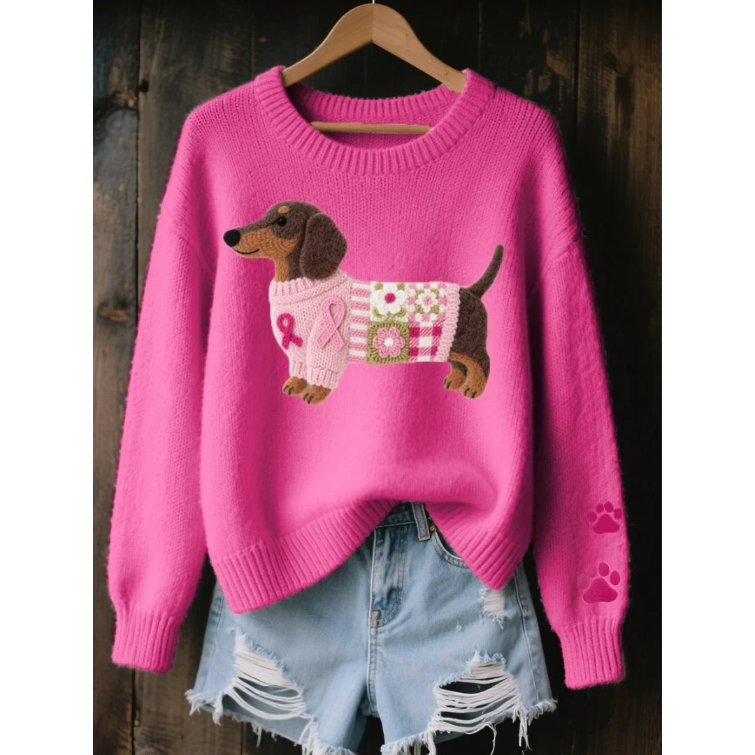 Lotter | Damen Patchwork Strickpullover mit Dackel