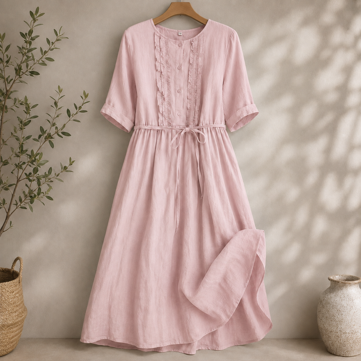 Louise | Damen Midikleid Baumwolle Sommer Elegant