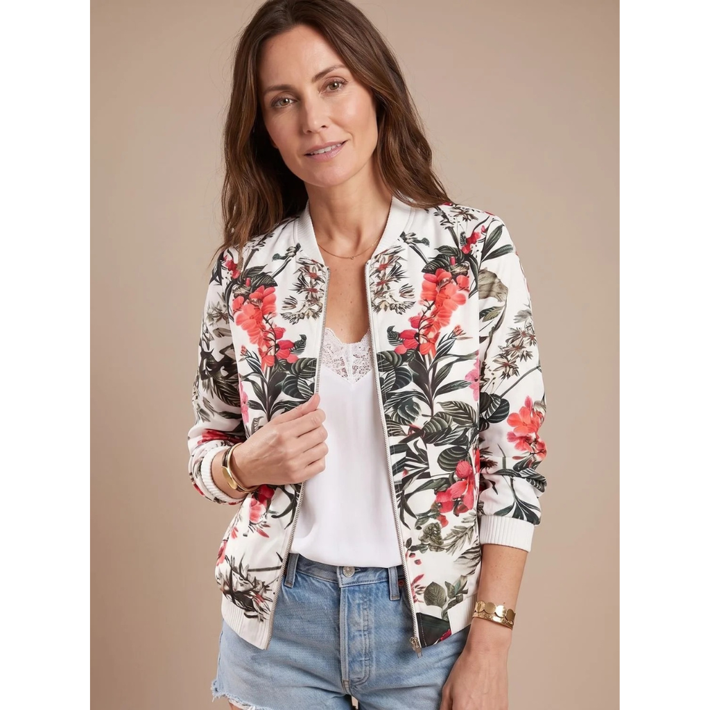 Luana | Damen Jacke mit Blumenmuster und Alltag Stil
