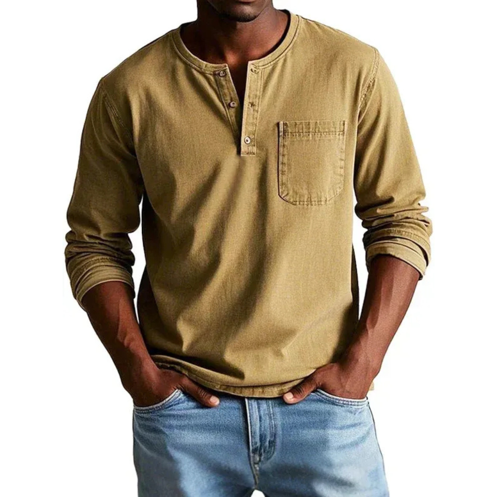 Ludwig | Herren Freizeit Henley Shirt mit Langarm