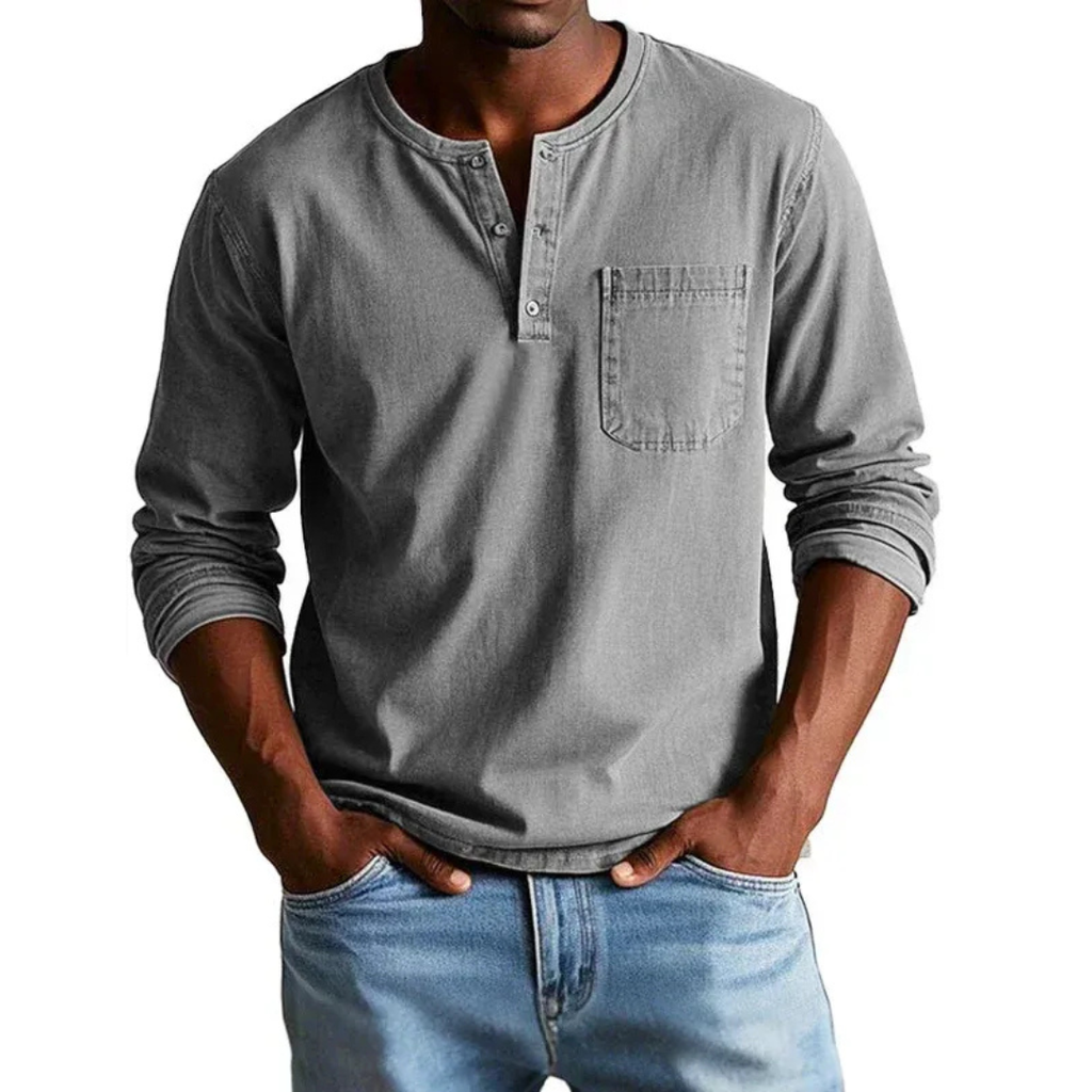 Ludwig | Herren Freizeit Henley Shirt mit Langarm