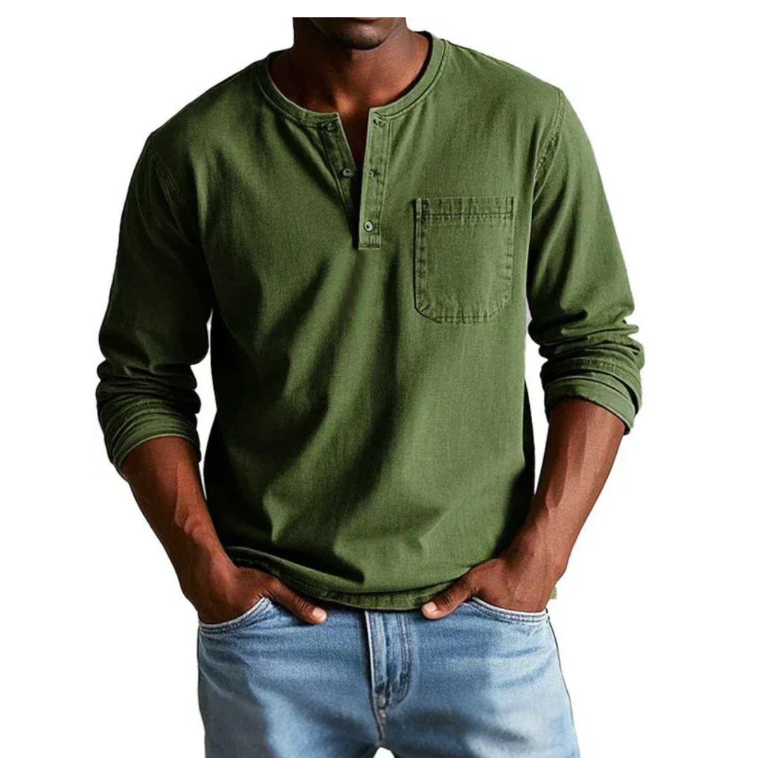 Ludwig | Herren Freizeit Henley Shirt mit Langarm