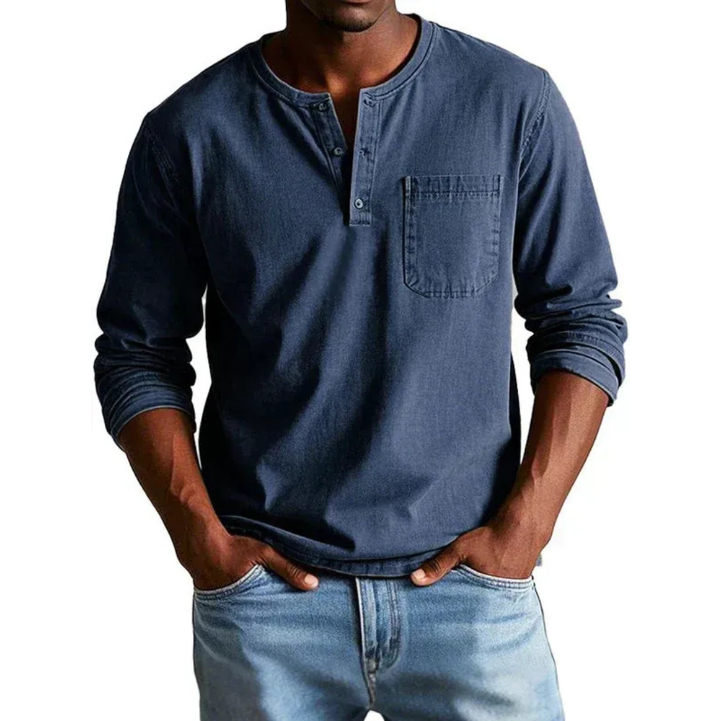 Ludwig | Herren Freizeit Henley Shirt mit Langarm