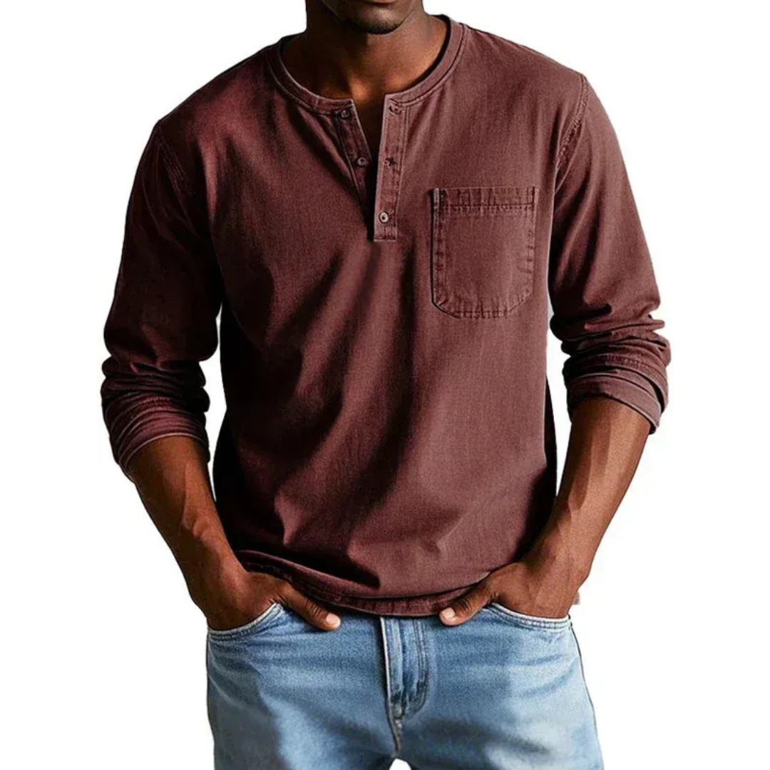 Ludwig | Herren Freizeit Henley Shirt mit Langarm