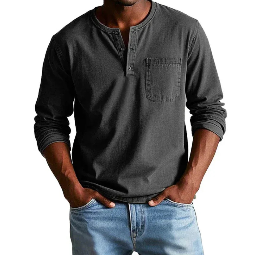 Ludwig | Herren Freizeit Henley Shirt mit Langarm