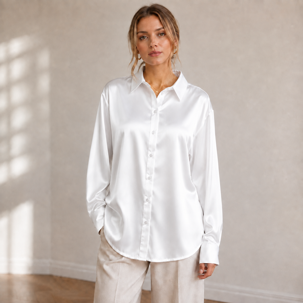 Luisa | Damen Klassische Langarm Bluse