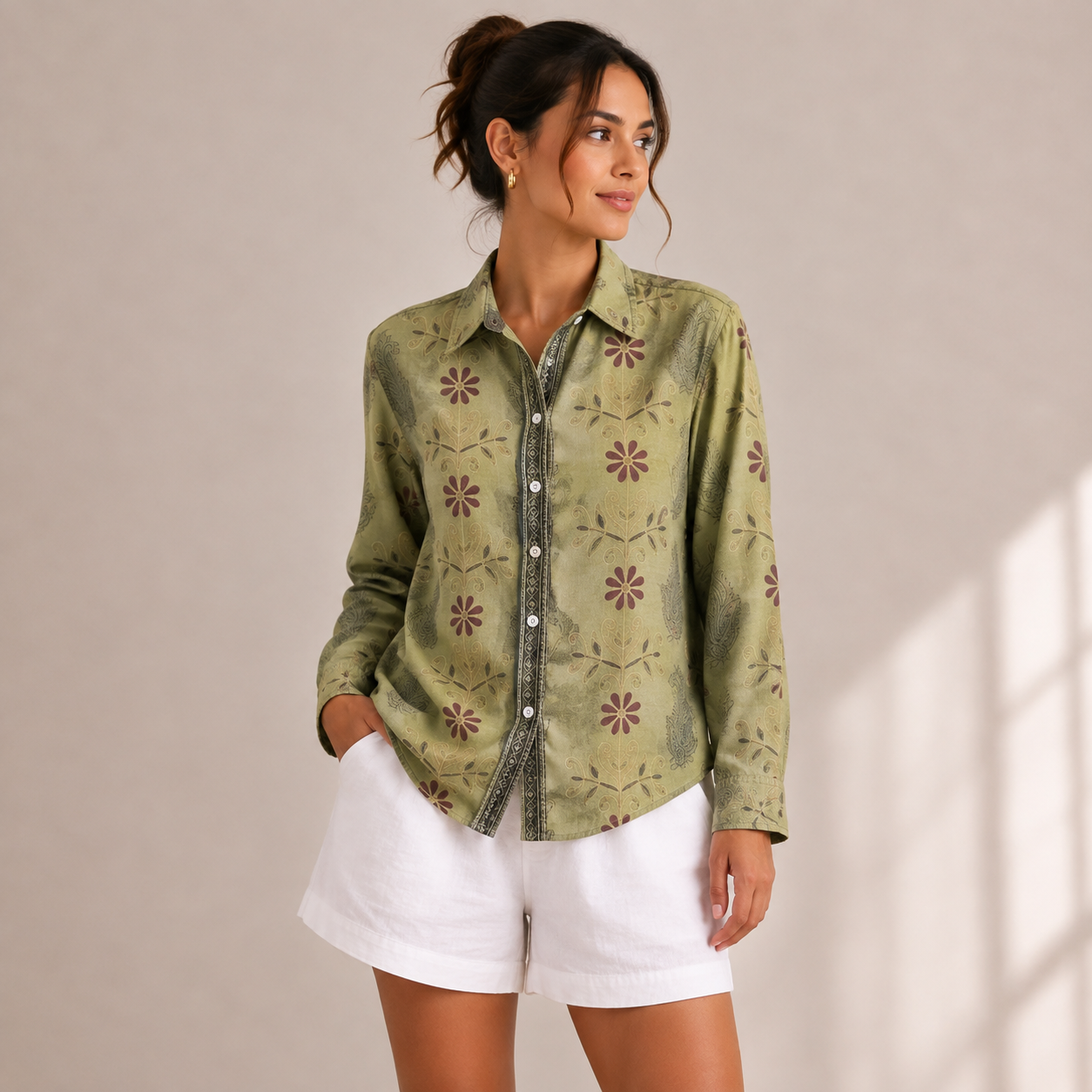 Luisa | Damen Komfortable V-Ausschnitt Bluse