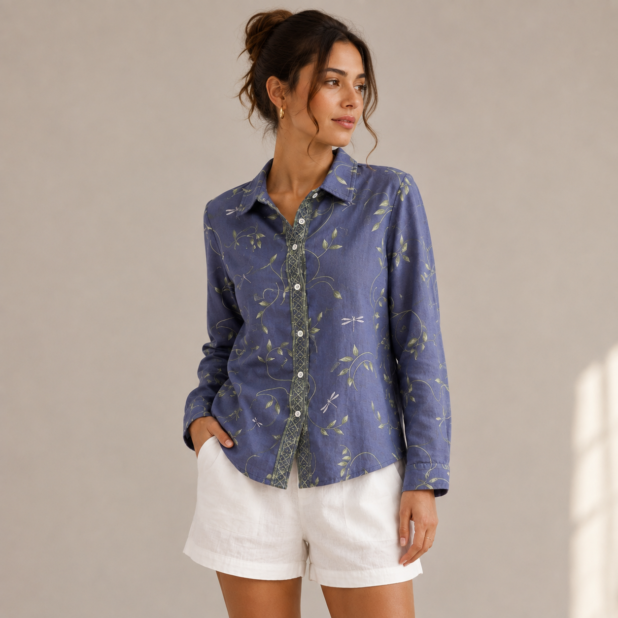 Luisa | Damen Komfortable V-Ausschnitt Bluse