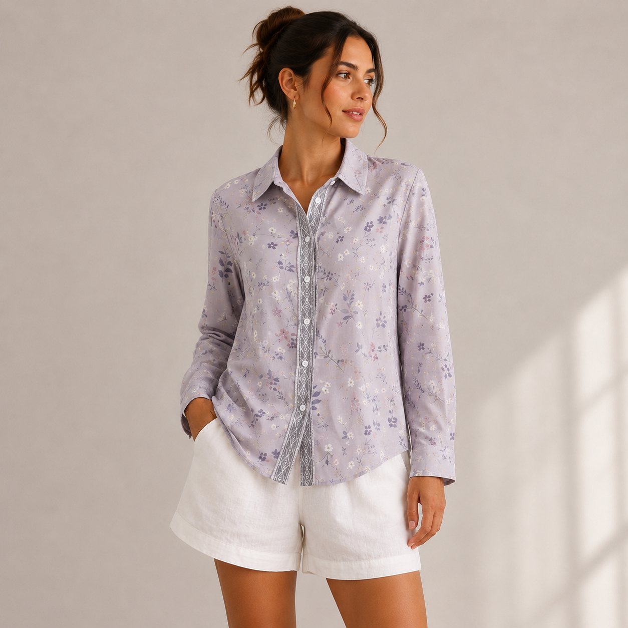 Luisa | Damen Komfortable V-Ausschnitt Bluse