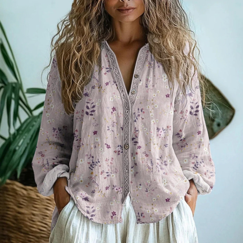 Luisa | Damen Komfortable V-Ausschnitt Bluse