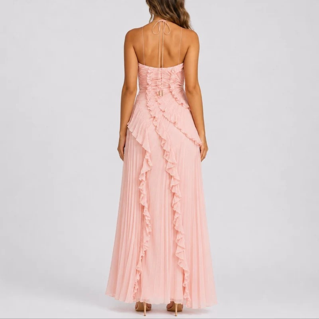Luisa | Damen Plissee Maxikleid für Hochzeitsgäste im Herbst