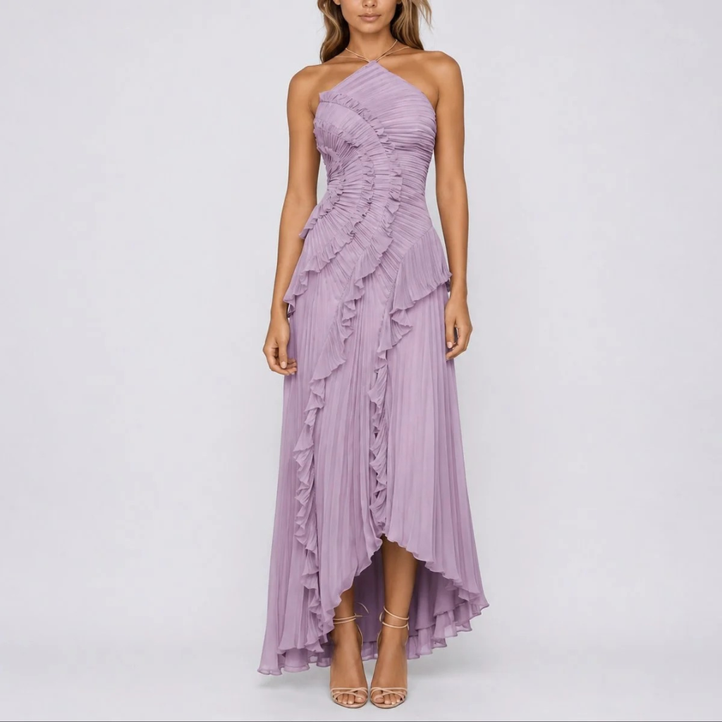Luisa | Damen Plissee Maxikleid für Hochzeitsgäste im Herbst