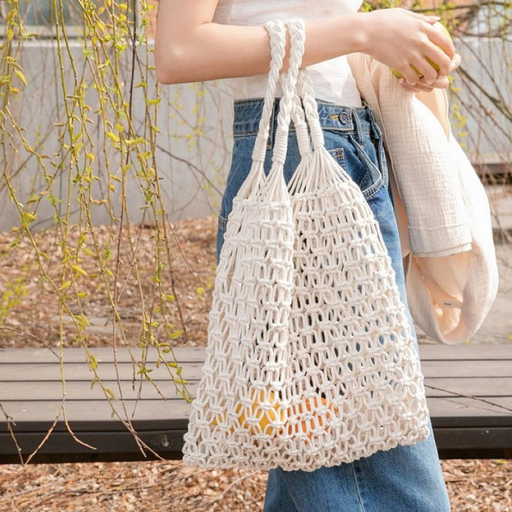 Lumi | Damen Makramee Tote Bag Aus Baumwolle