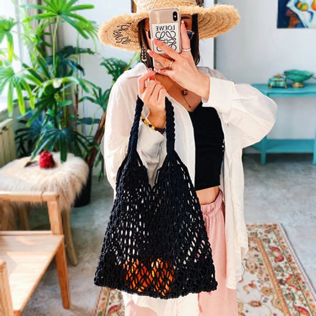 Lumi | Damen Makramee Tote Bag Aus Baumwolle