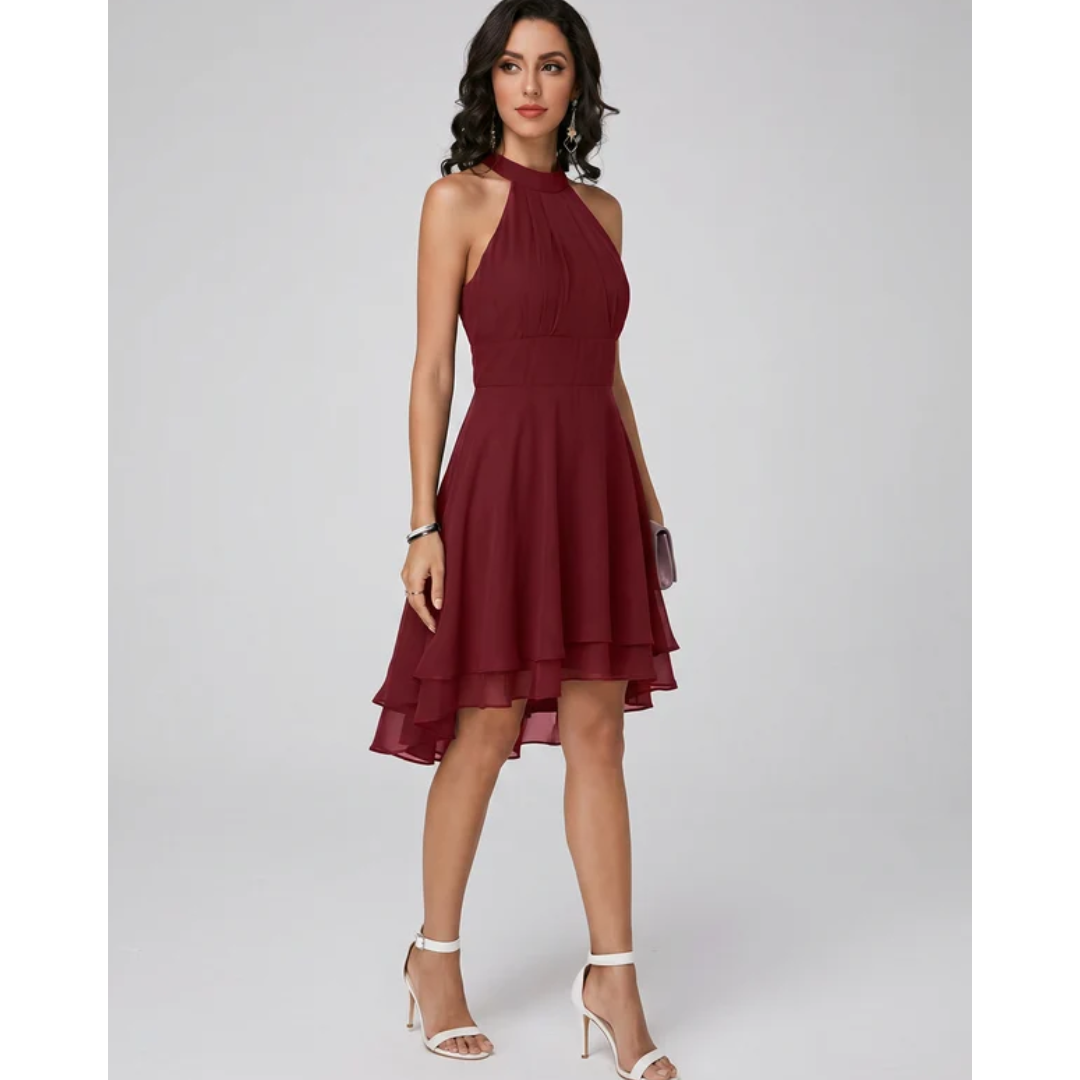 Luna | Damen Elegante Midikleid mit Volants