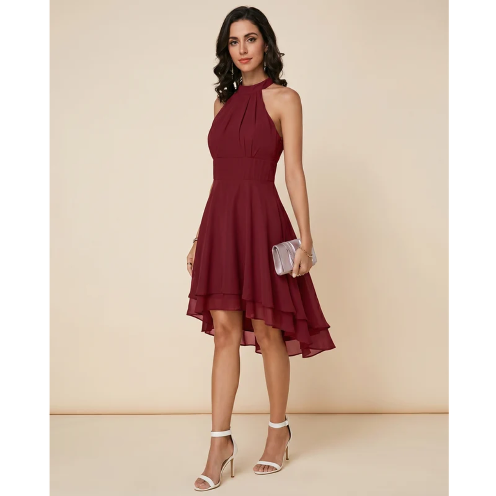 Luna | Damen Elegante Midikleid mit Volants