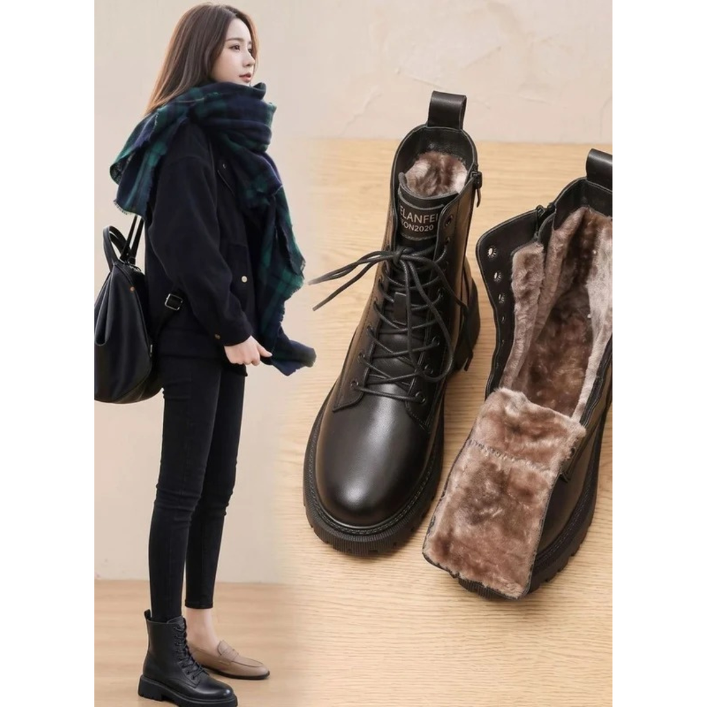 Madita | Damen Schwarze Orthopädische Stiefeletten mit Reißverschluss und Fütterung