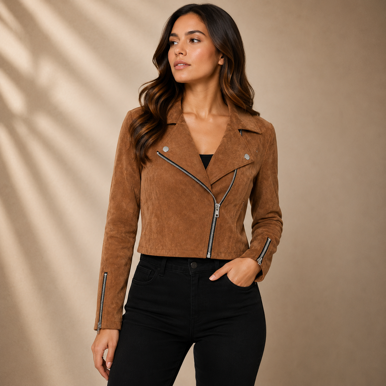 Magdalena | Damen Cropped Jacke mit Kragen