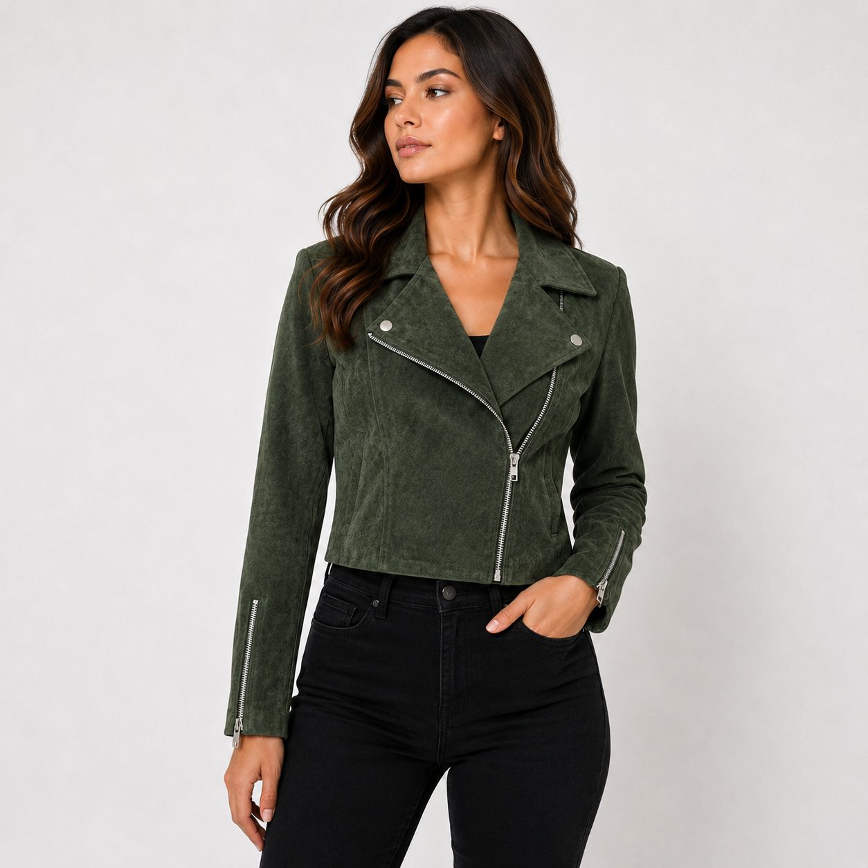 Magdalena | Damen Cropped Jacke mit Kragen