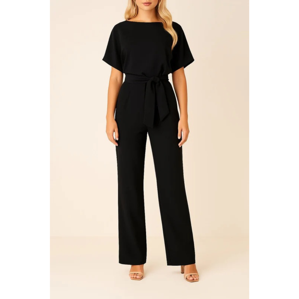 Maike | Damen Kurzarm Jumpsuit Mit Gürtel