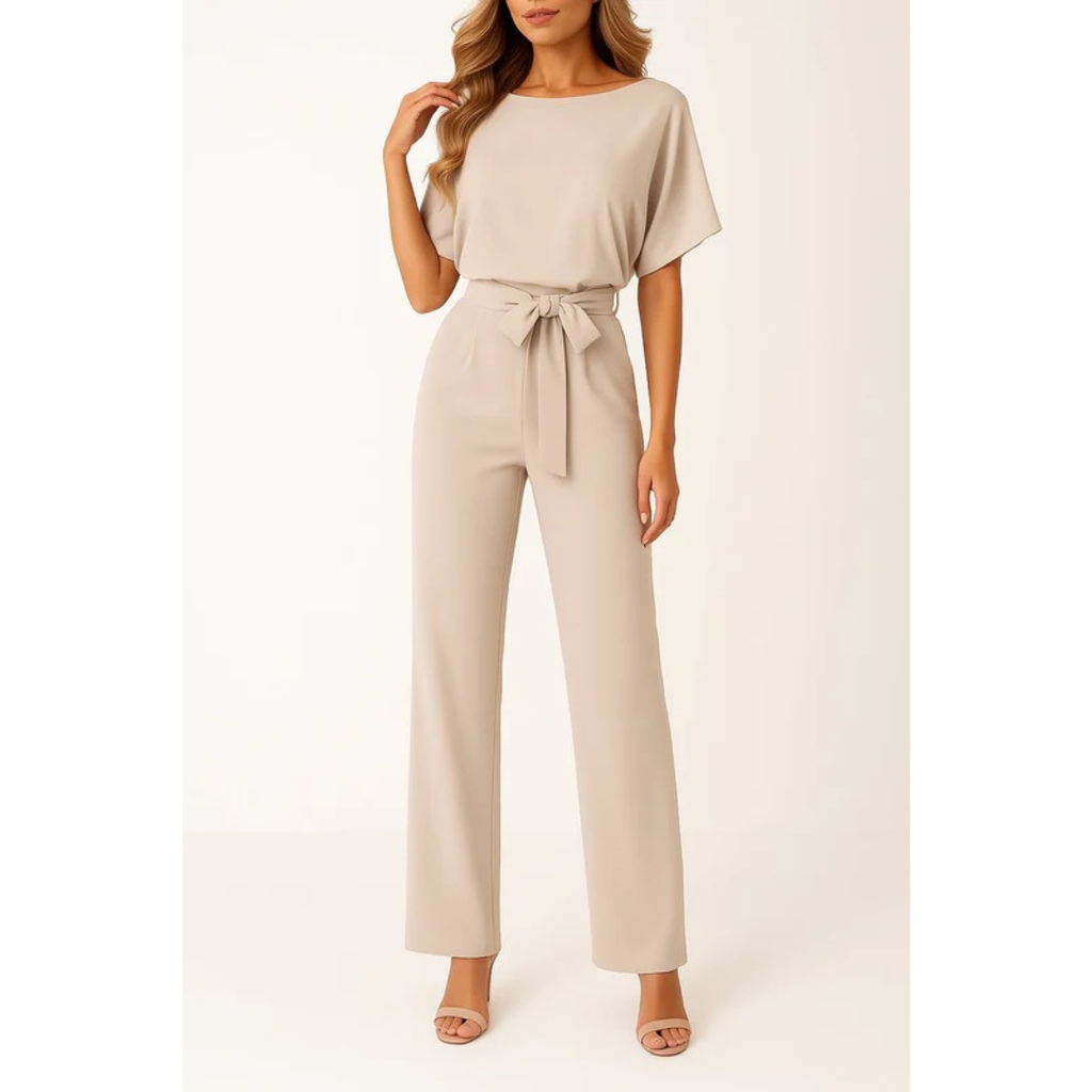Maike | Damen Kurzarm Jumpsuit Mit Gürtel