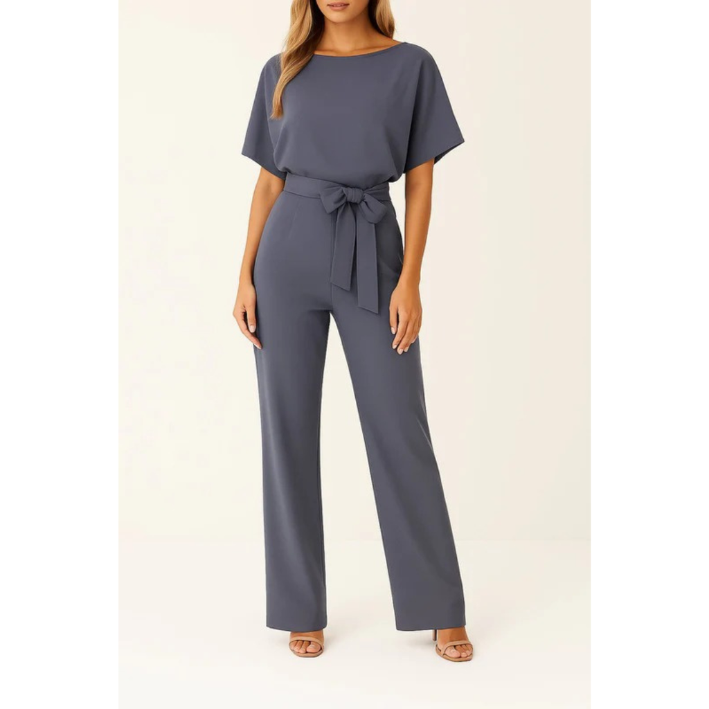 Maike | Damen Kurzarm Jumpsuit Mit Gürtel