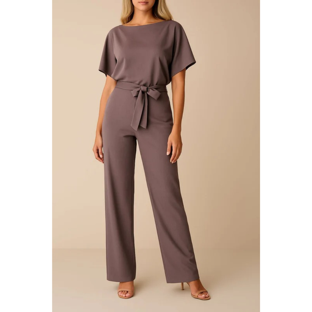 Maike | Damen Kurzarm Jumpsuit Mit Gürtel