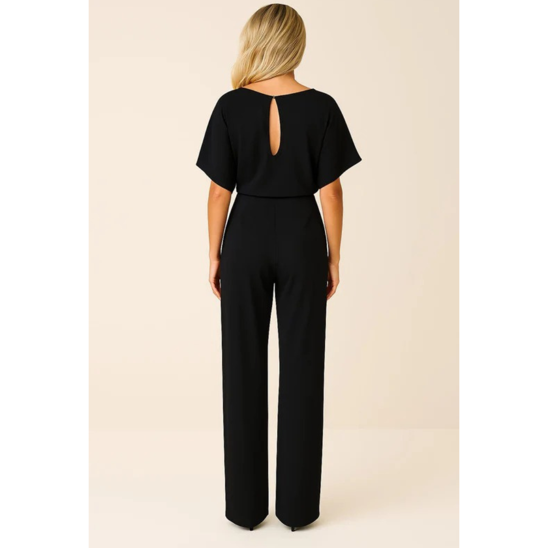 Maike | Damen Kurzarm Jumpsuit Mit Gürtel