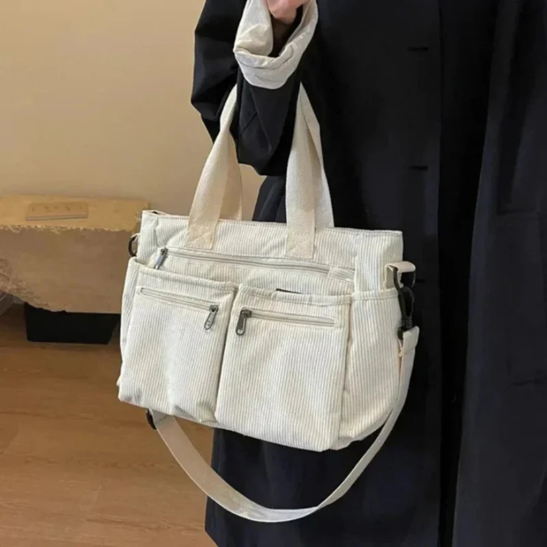 Maila | Damen Schultertasche Aus Cord Mit Reißverschluss