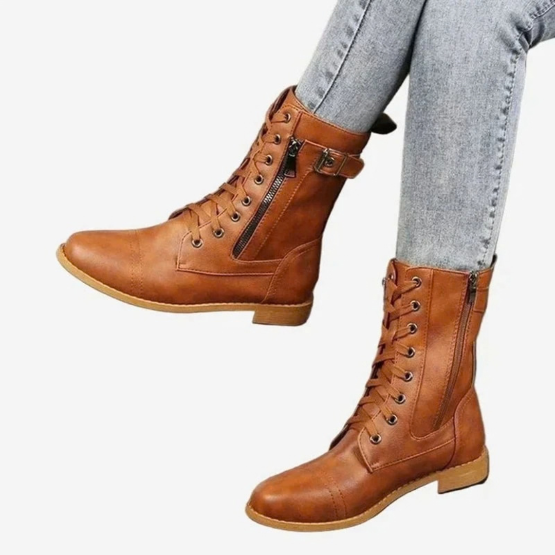 Mala | Damen Orthopädische Stiefel mit Reißverschluss und Schnalle