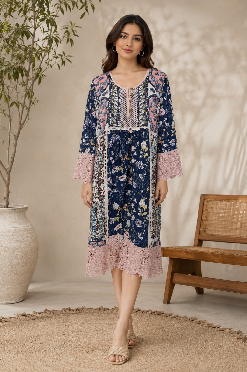 Malin | Weißes Boho Damen Maxikleid