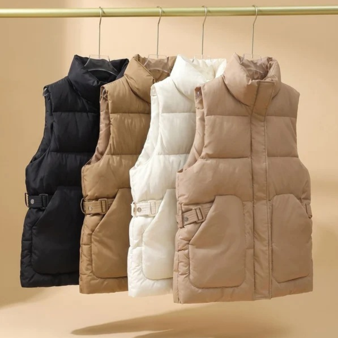 Malina | Damen Steppweste mit Reißverschluss und verstellbarer Taille