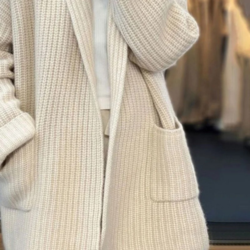 Malou | Damen Bequeme Oversize Strickjacke mit Taschen