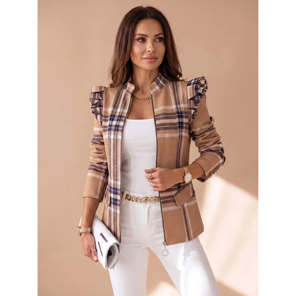 Mareike | Damen Blazerjacke mit Muster und Reißverschluss