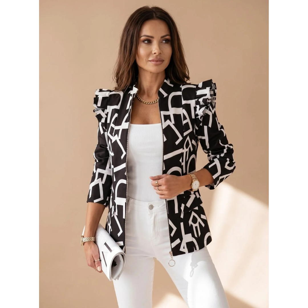 Mareike | Damen Blazerjacke mit Muster und Reißverschluss