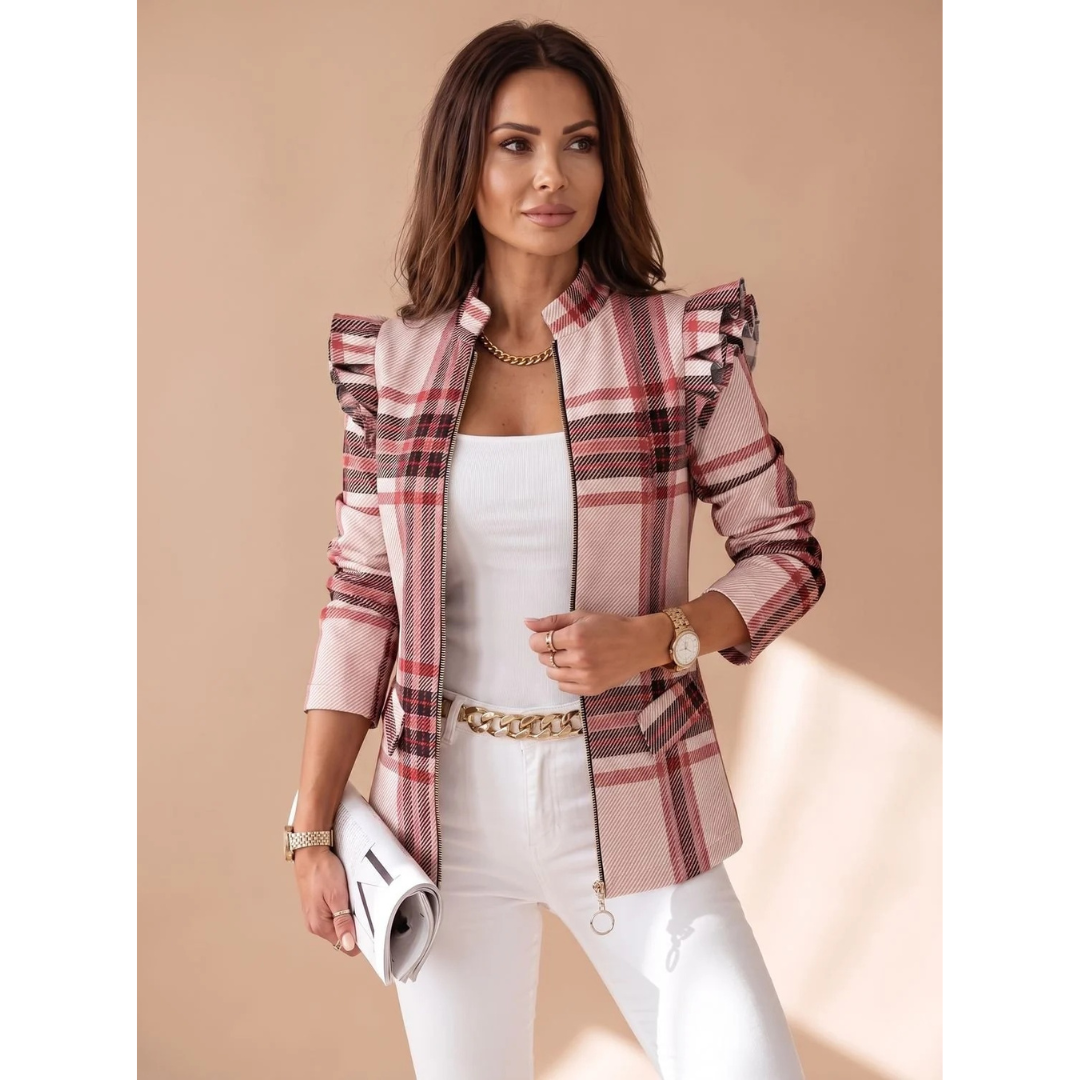 Mareike | Damen Blazerjacke mit Muster und Reißverschluss
