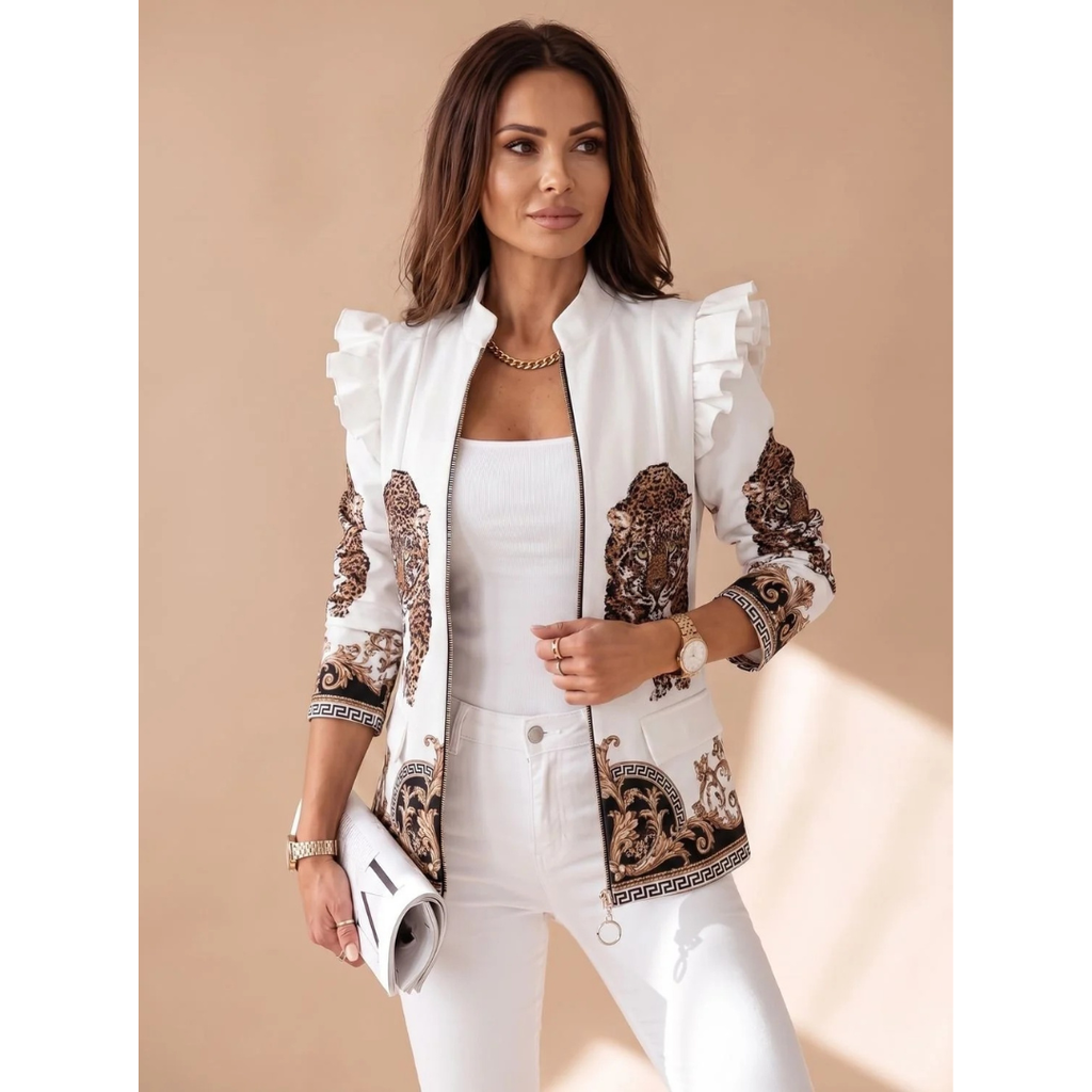 Mareike | Damen Blazerjacke mit Muster und Reißverschluss