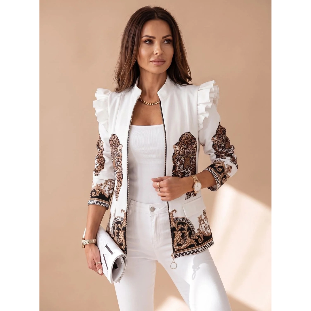 Mareike | Damen Blazerjacke mit Muster und Reißverschluss