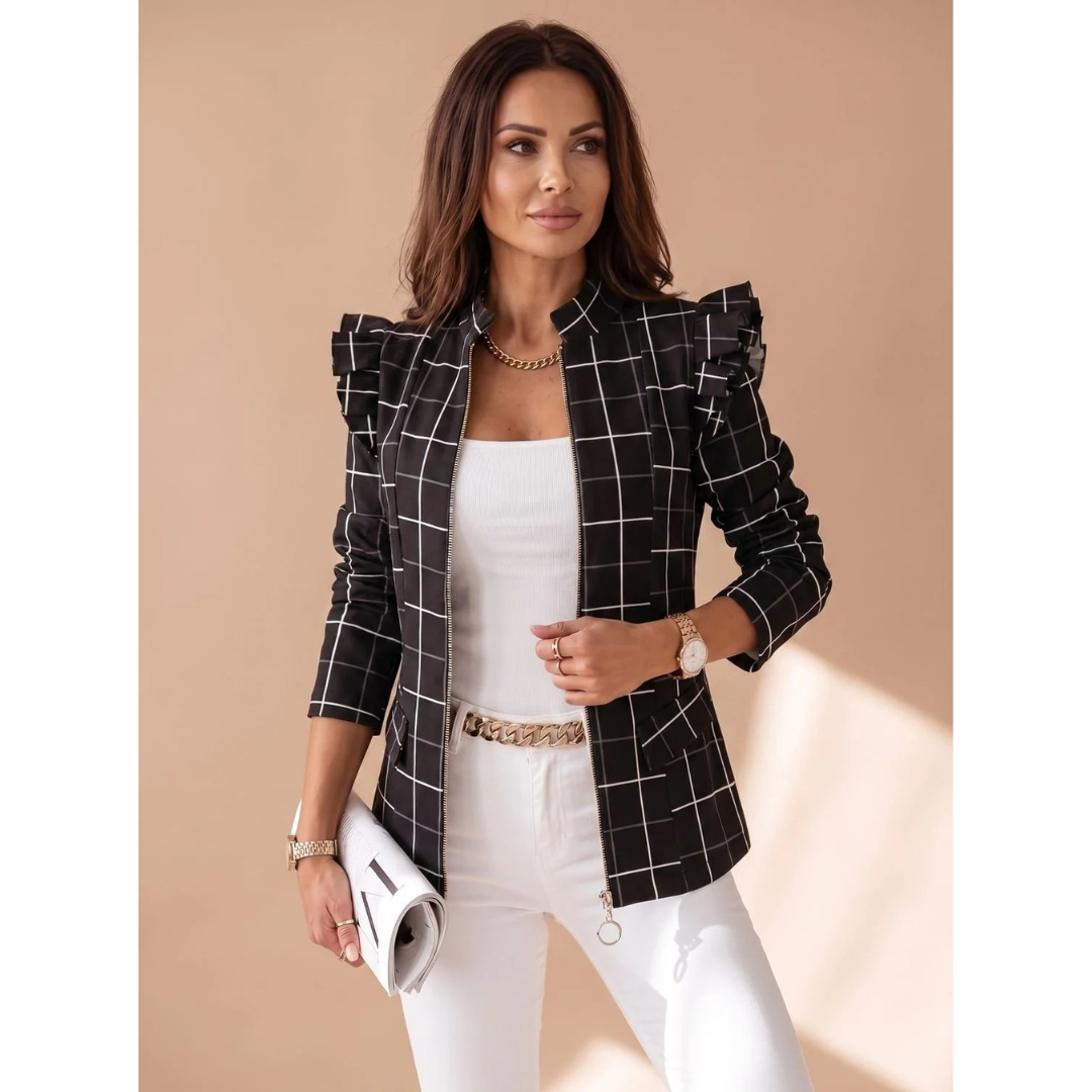 Mareike | Damen Blazerjacke mit Muster und Reißverschluss