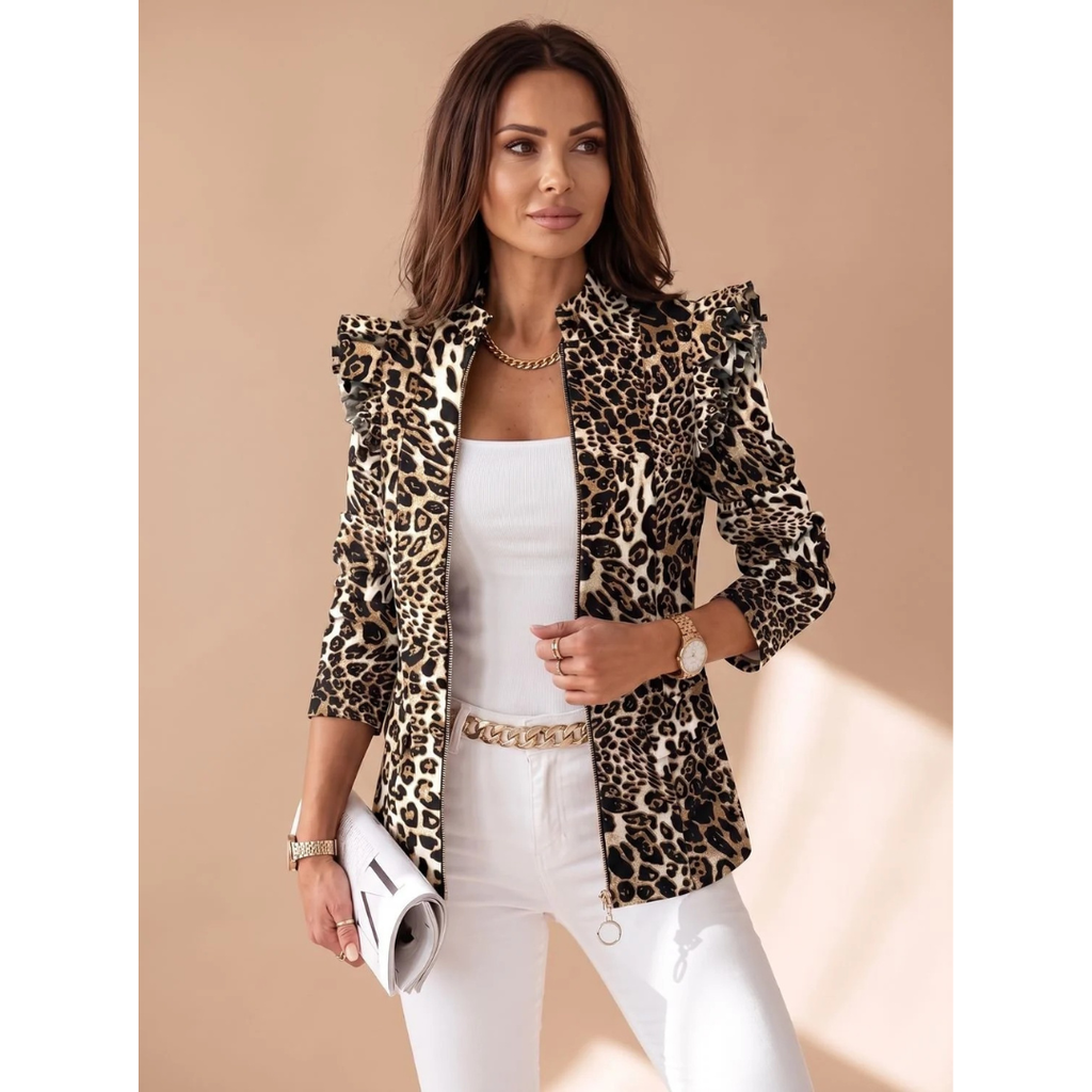 Mareike | Damen Blazerjacke mit Muster und Reißverschluss