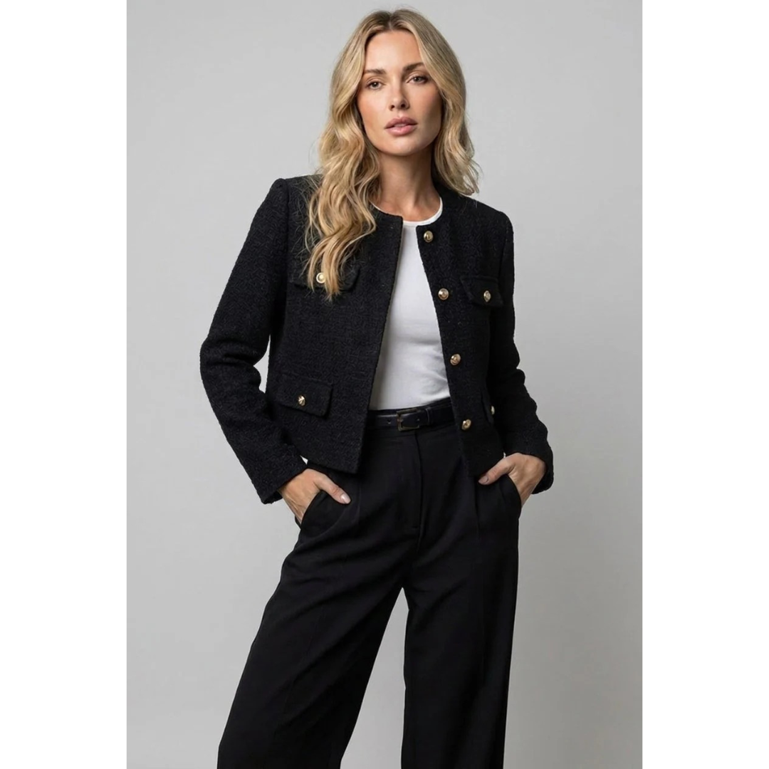 Margret | Damen Tweed Blazer Mit Knöpfen