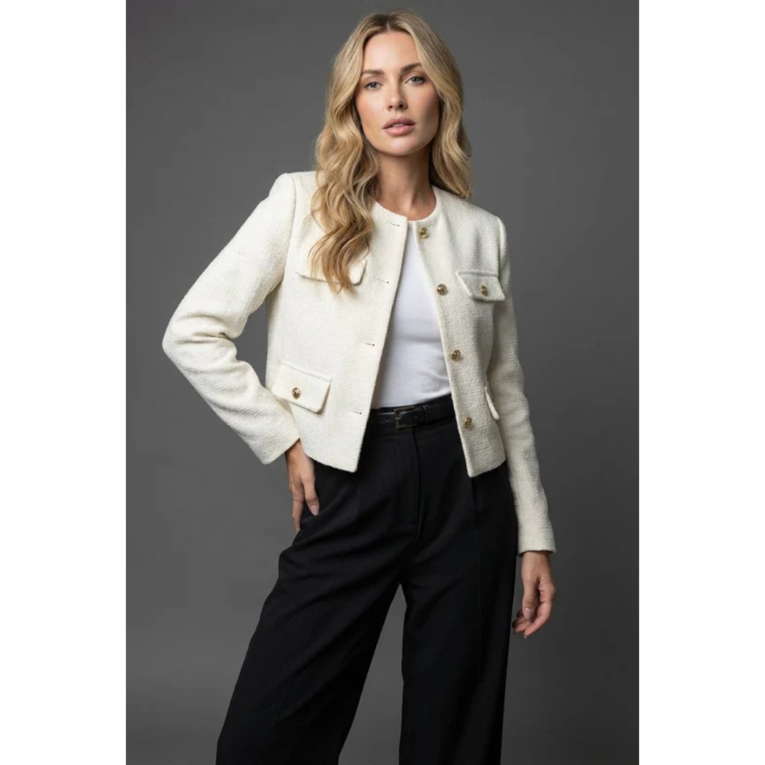 Margret | Damen Tweed Blazer Mit Knöpfen