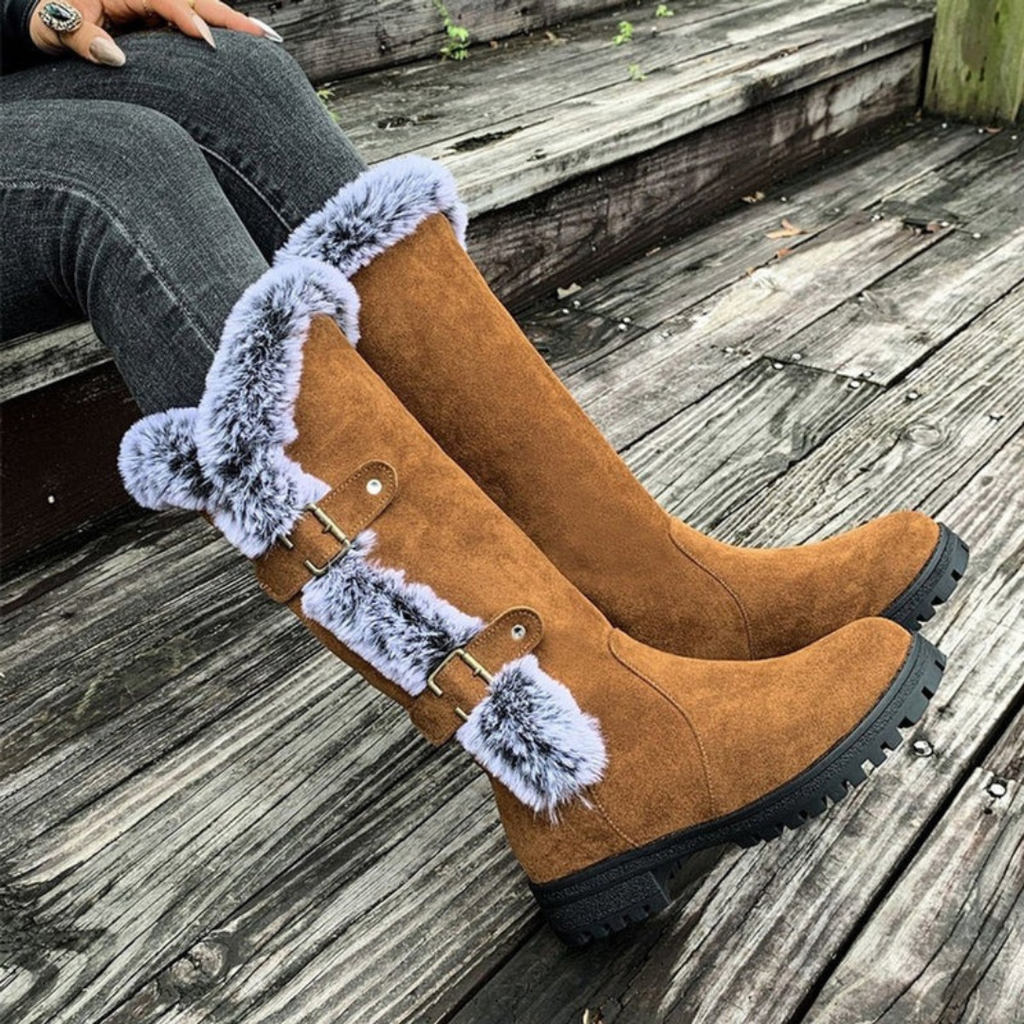 Marie | Damen Hohe Winterstiefel mit Schnallen