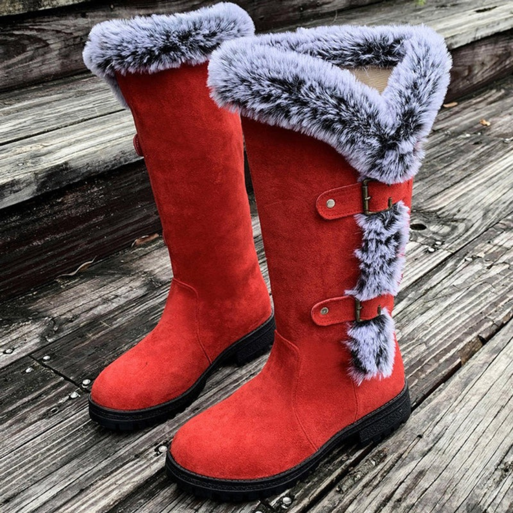 Marie | Damen Hohe Winterstiefel mit Schnallen
